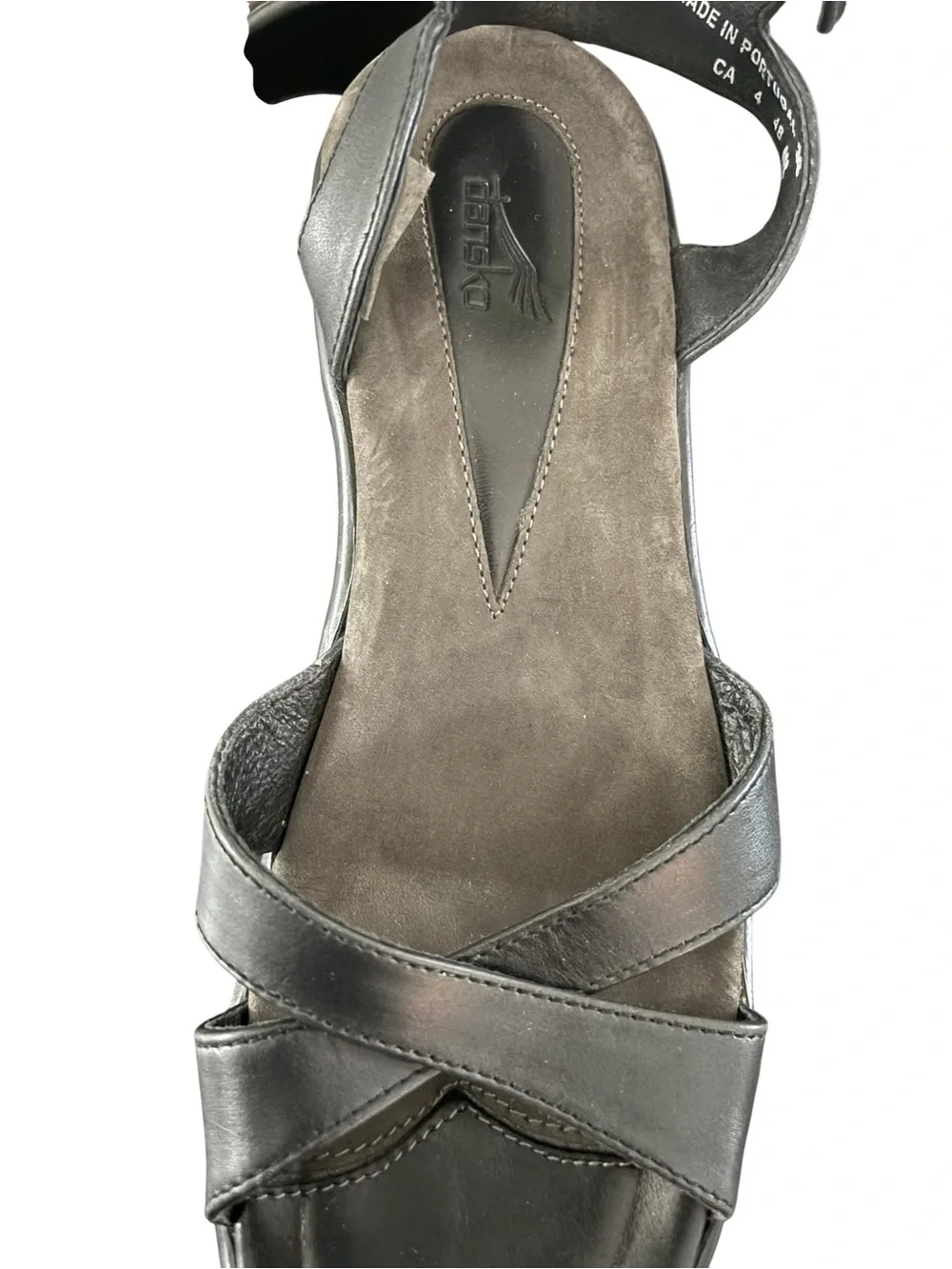 Dansko High Heel Sandals Women’s Size 38 US 7.5/8 Strappy Black Leather